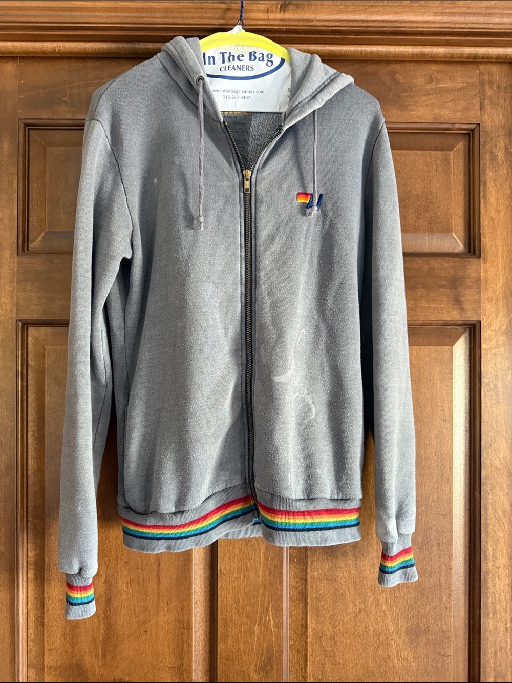Aviator Nation Vintage grey zippered hoodie -Small